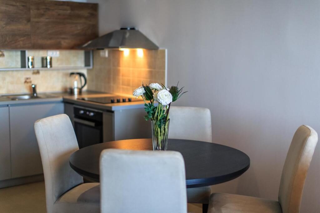 Apartment dining area and private kitchen at Regina del Mare